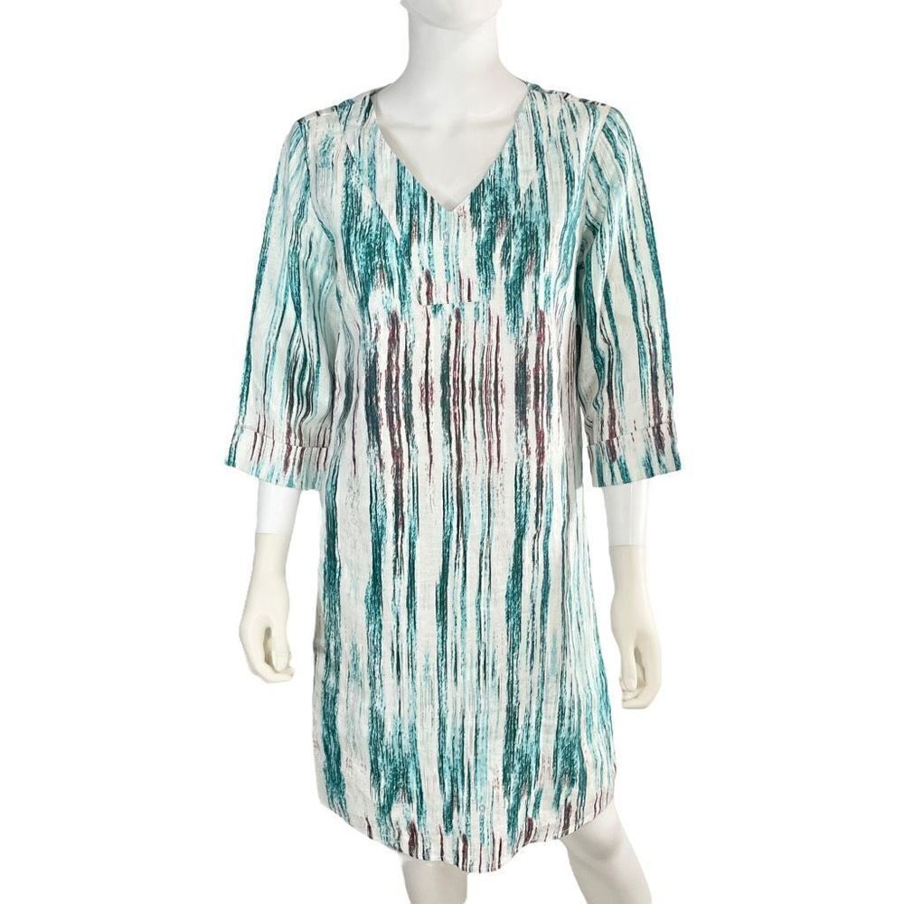Peck and Peck Linen V Neck Dress Small